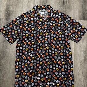 Disney Parks Route 66 All Over Print 100% Rayon Mens M Hawaiian Camp Shirt